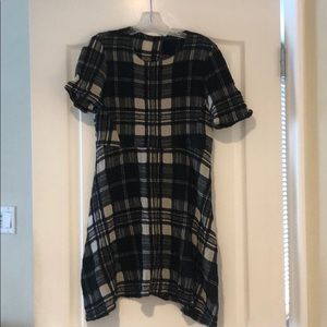 Zara beige and black checked pattern dress